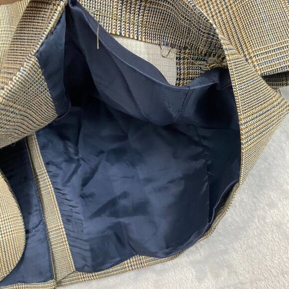 Brooks Brothers 1818 Madison Silk Wool Suit Jacket Size 42R Brown Blue Plaid - Picture 10 of 16